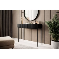 Konsola / toaletka Nicole 100 cm z szufladami - czarny mat / czarne nóżki